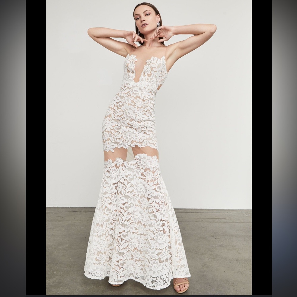 BCBGMaxAzria Lace Sheer Illusion Dress